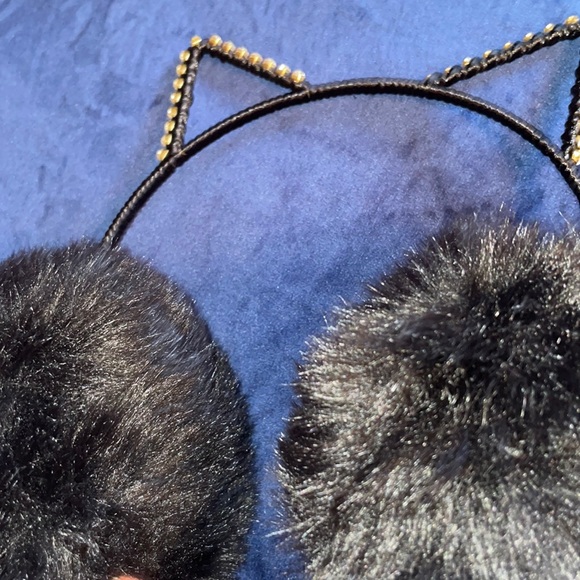 Black Bejeweled Cat Ear Earmuffs - Picture 6 of 11